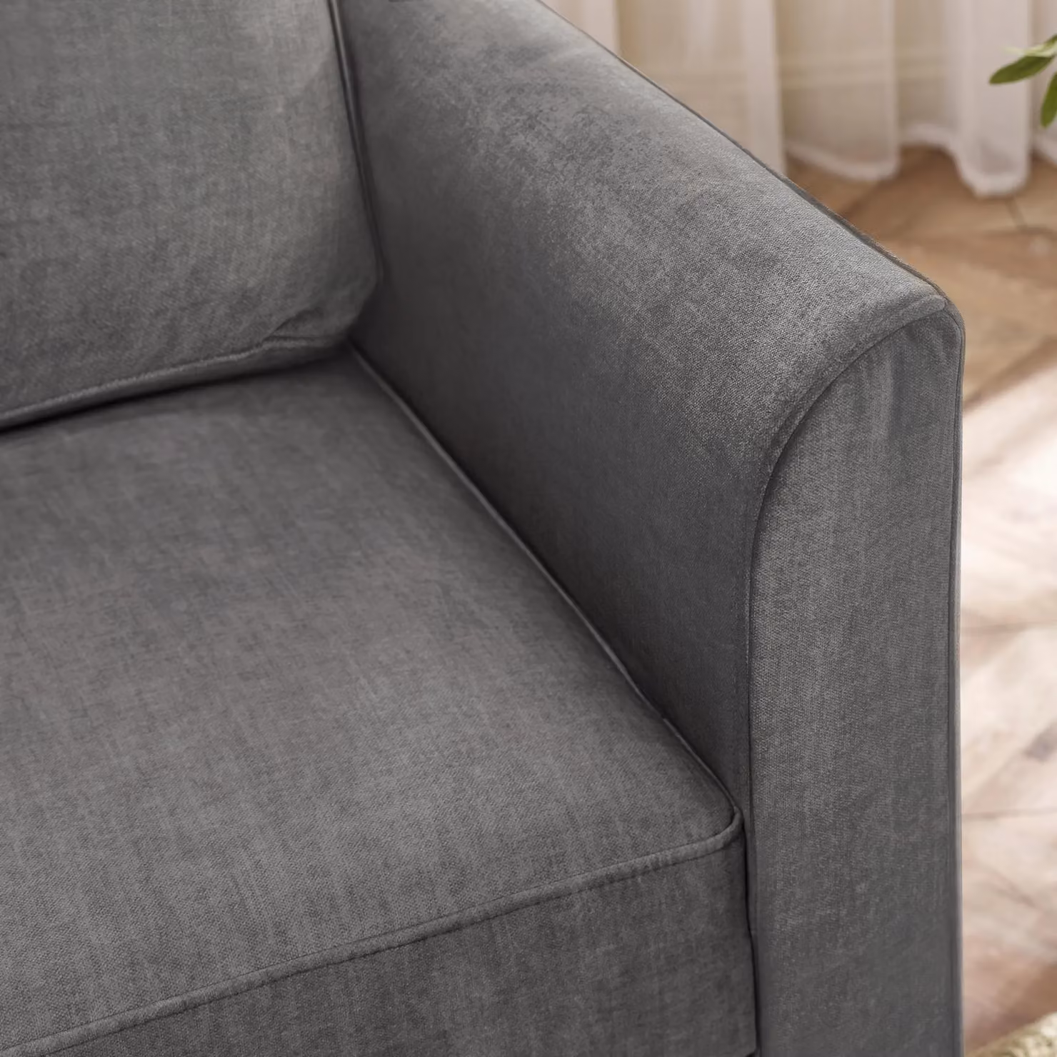 FurnitureboxUK Logan Grey Fabric Armchair with Solid Wood Frame – 2