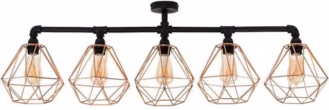 ValueLights Luiggi Mid-Century LED Ceiling Bar Light in Black and Gold/Brass – 1