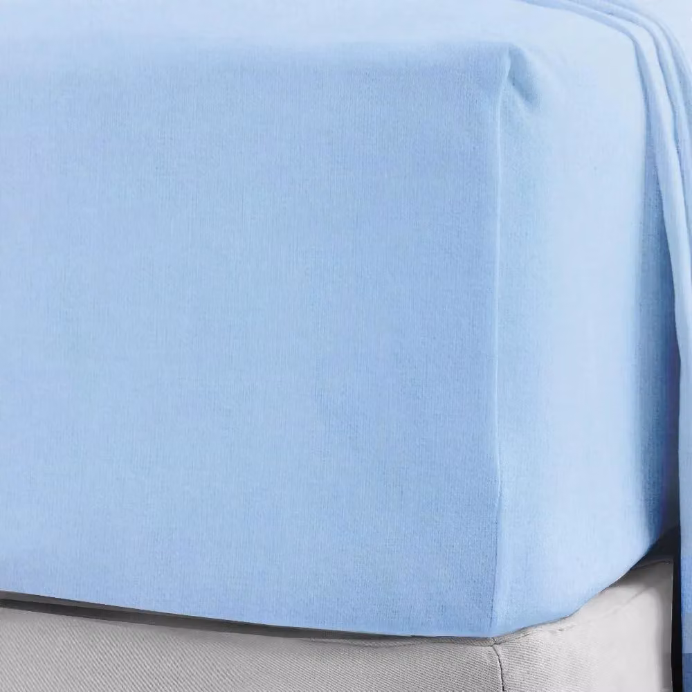 Smart Living Blue Brushed Cotton Flannelette Double Fitted Bedsheet and Pillowcase Pair, Non-Iron, W/D/H: 140 x 200 cm – 2