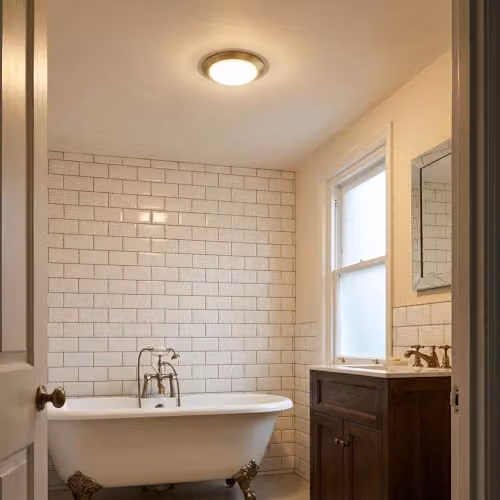 Happy Homewares Modern LED Ceiling Light Fitting, Antique Brass and White, IP44 Rated, Diameter: 20 cm – 2