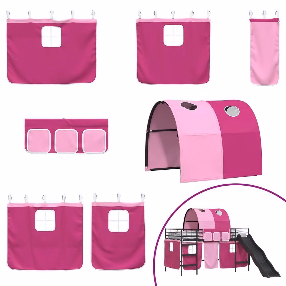 Berkfield Home Kids' Metal Loft Bed Frame in Black and Pink, W: 80 cm, L: 200 cm – 3