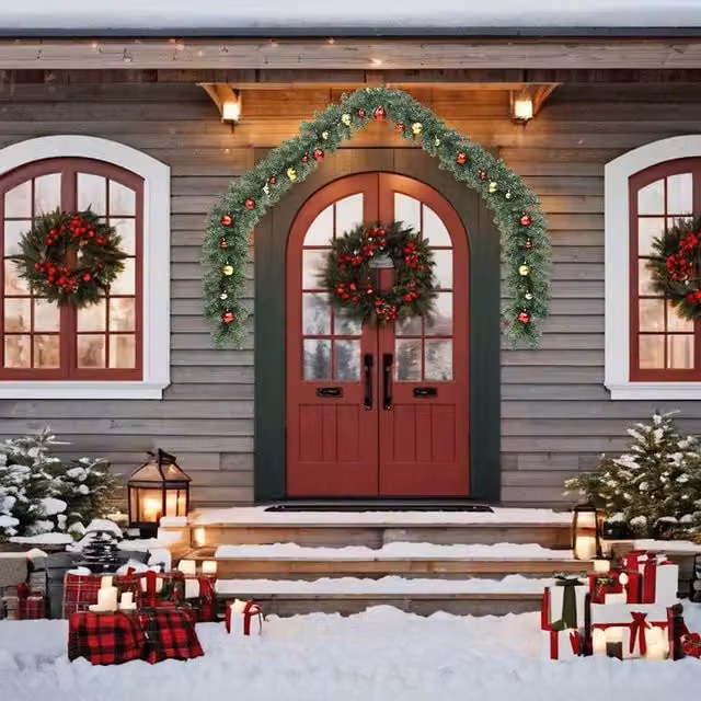 Berkfield Home Green Christmas Garland Decorated with Baubles and LED Lights, 5 m – 1