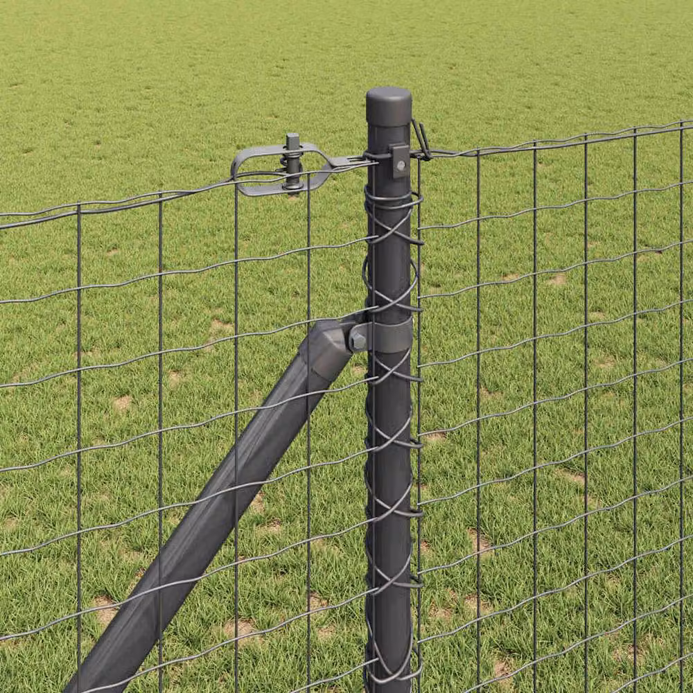 Berkfield Home Modern Euro Fence in Grey Galvanised Steel with 7 Spike Posts, W: 120 cm, L: 10 m – 3