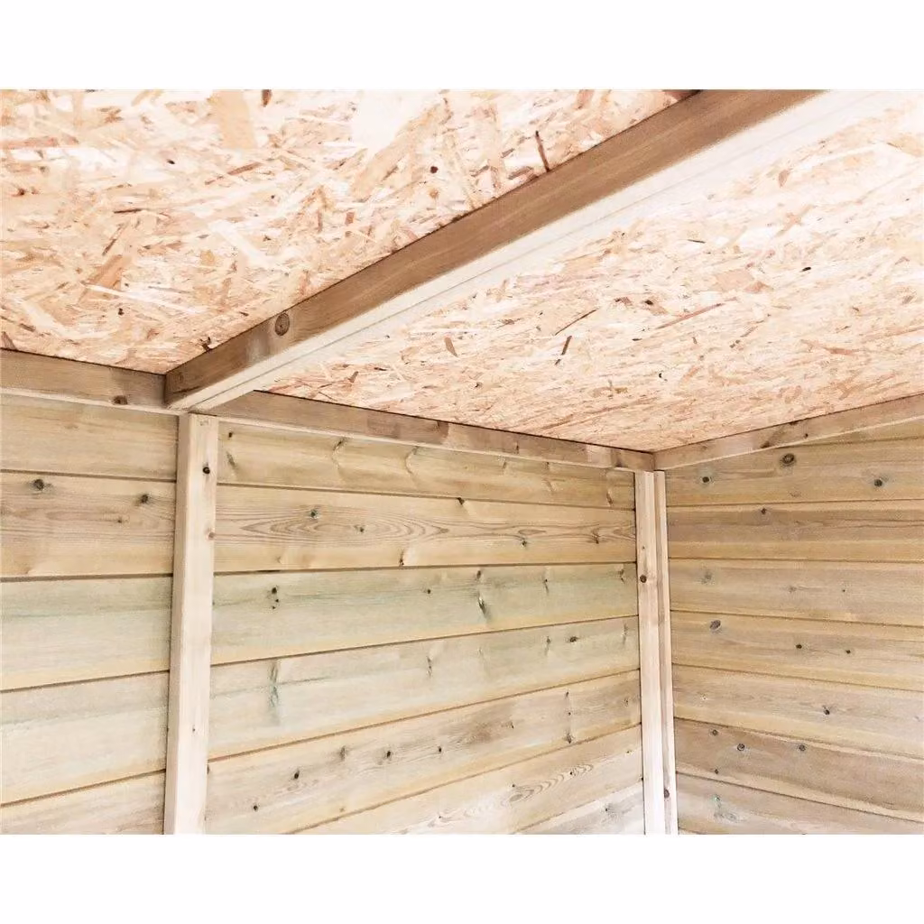 Marlborough Pressure Treated High Eaves Reverse Apex Shed with Single Door in Natural, W: 427.7 cm, D: 152.4 cm, H: 140.0 cm – 2
