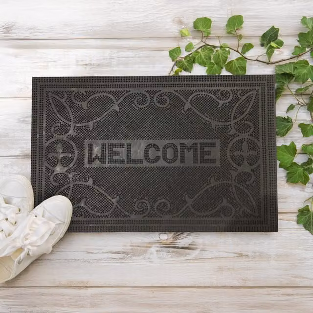 Garden Mile Heavy Duty Weatherproof Rubber Welcome Mat in Black