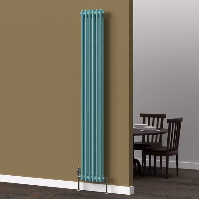 Lux Heat Vertical Coloured Column Radiator in Light Aqua Green, H 180 cm x W 29 cm
