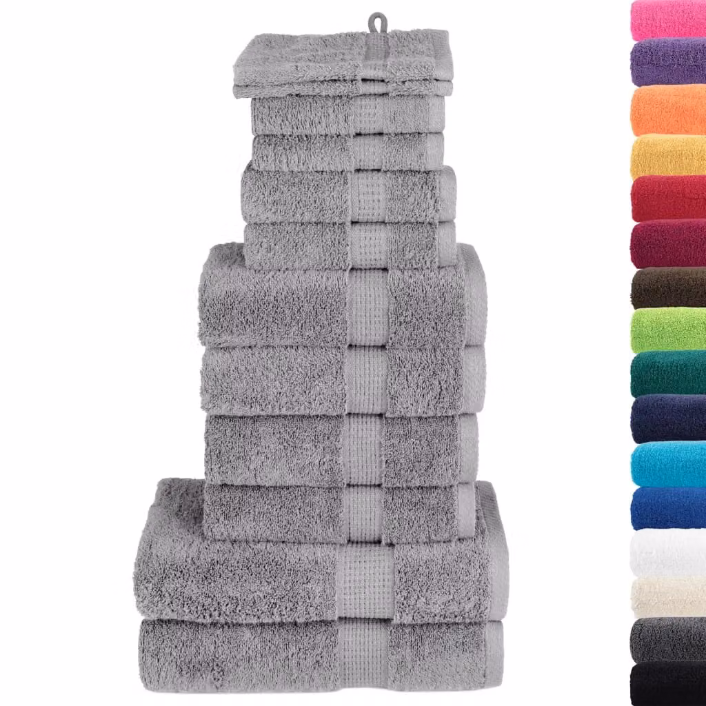 Berkfield Home SOLUND 12 Piece Premium Grey Cotton Terry Towel Set, 600 gsm – 2