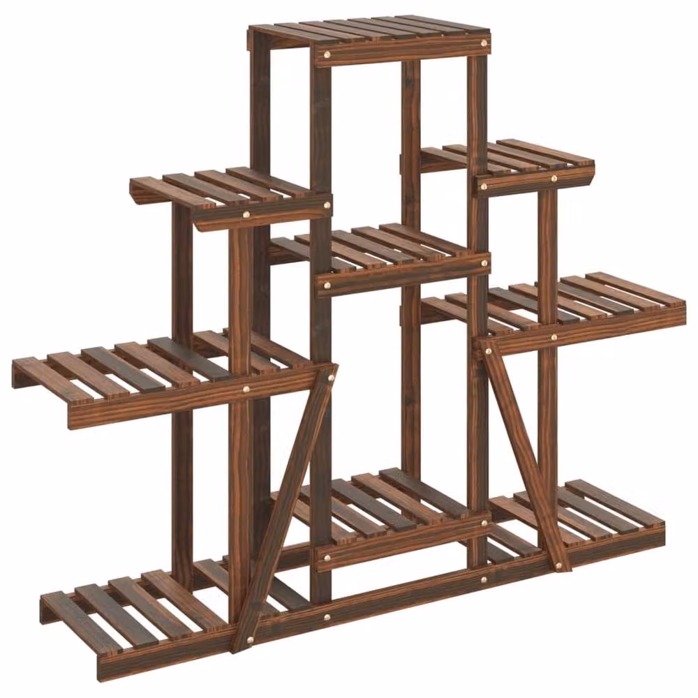 Berkfield Home Elegant Flower Stand in Brown Solid Wood, W/D/H: 110 x 25 x 96 cm – 3