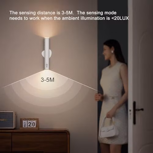 Harper Living Rechargeable LED Wall Light in White with Motion Sensor, Dimmable Night Light and Remote Control – 4