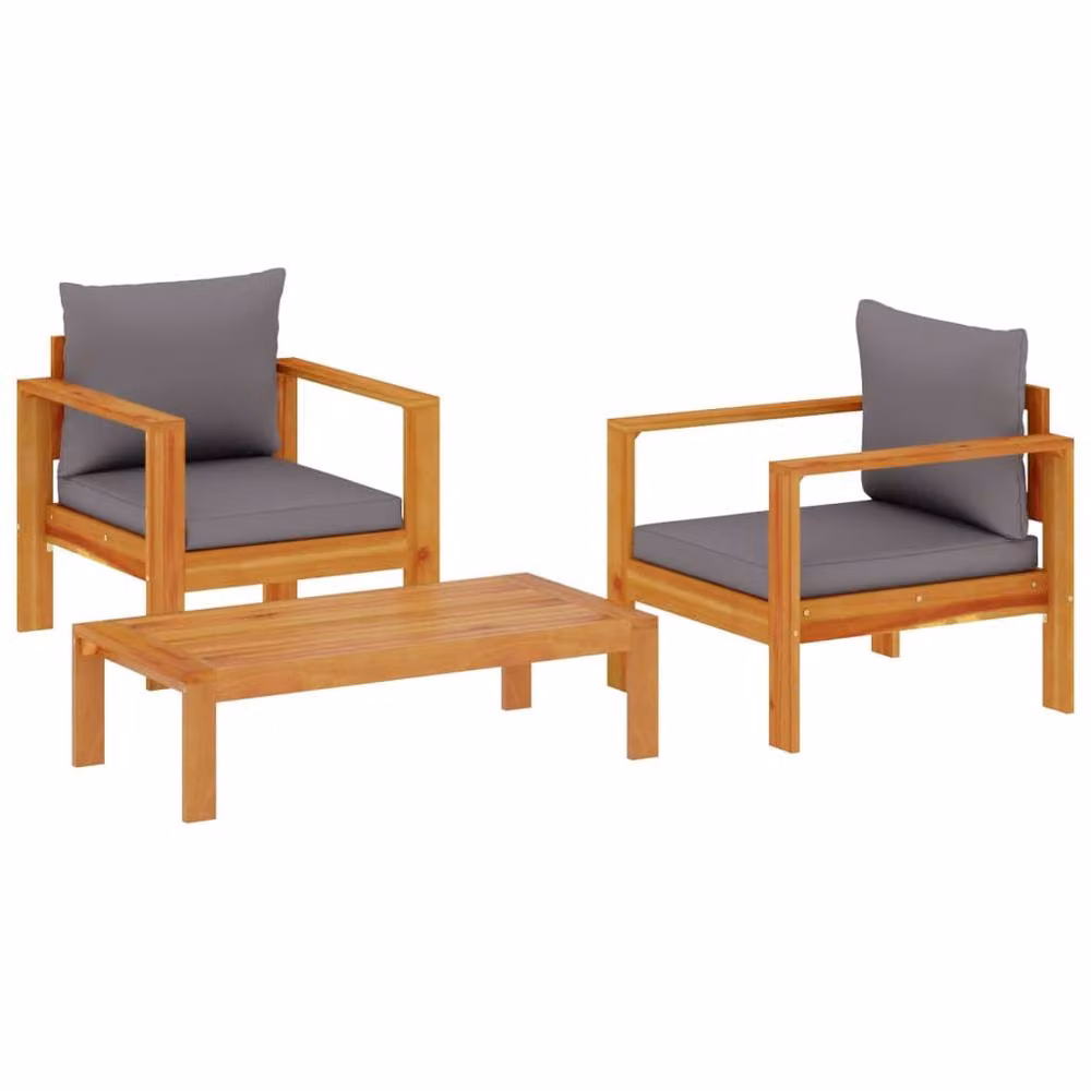 Berkfield Home 3 Piece Acacia Wood Garden Sofa Set with Multicolour Cushions and Coffee Table – 2