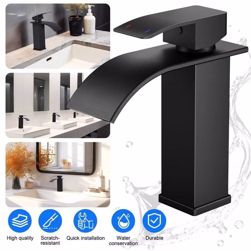 KORVIXA Single-Lever Basin Mixer Tap in Matt Black – 4