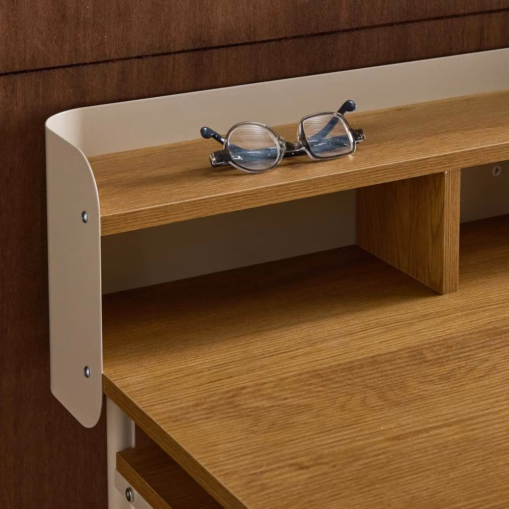 sweeek Modern Writing Desk with 3 Niches in Beige – 3