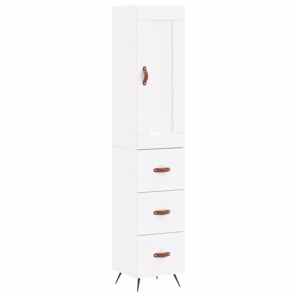 Berkfield Home Modern White Highboard with Hinged Doors and Internal Shelves, W/D/H: 34.5 x 34 x 180 cm – 2