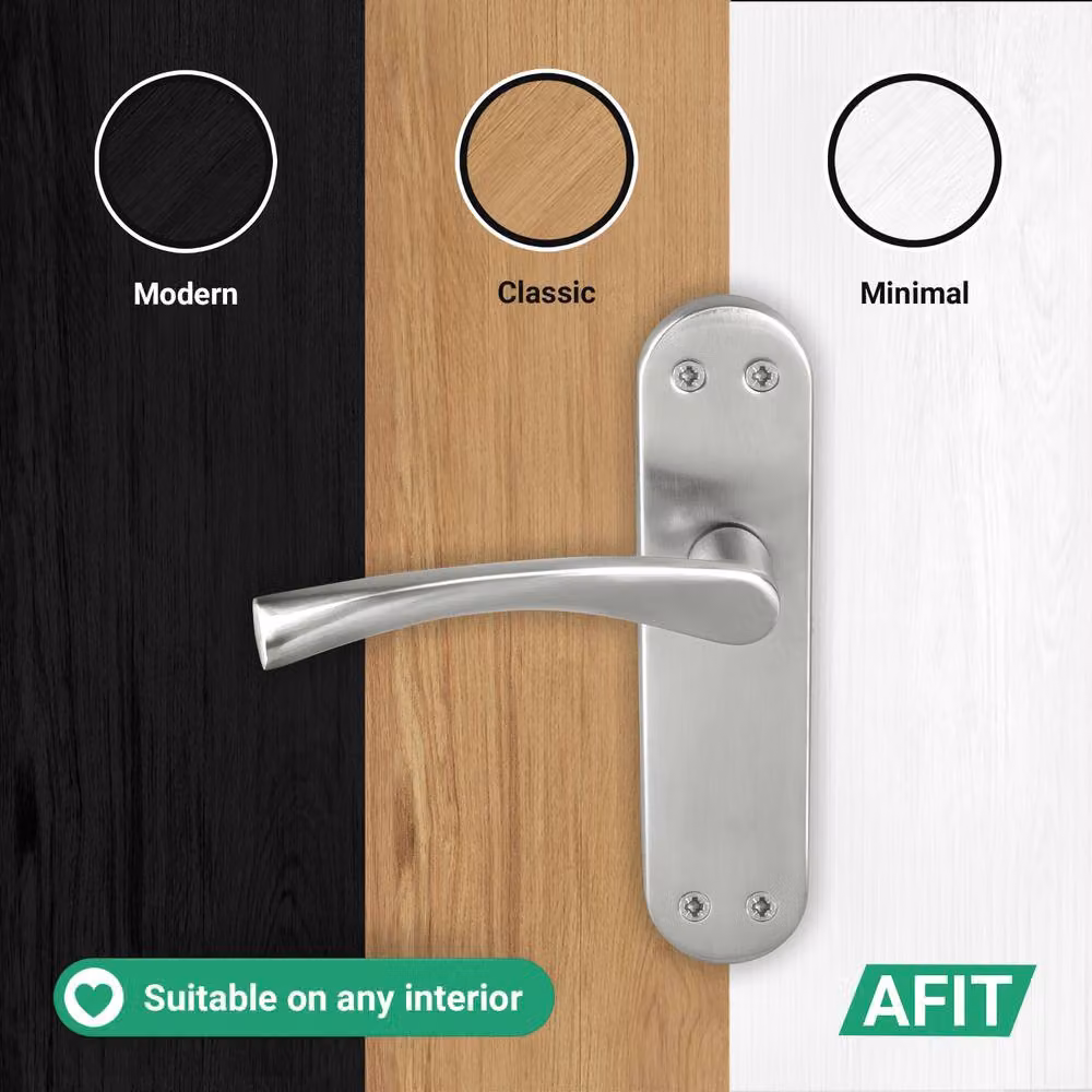 AFIT Satin Nickel Twist Handle Latch and Hinges Set with Novi Backplate in Silver – 4