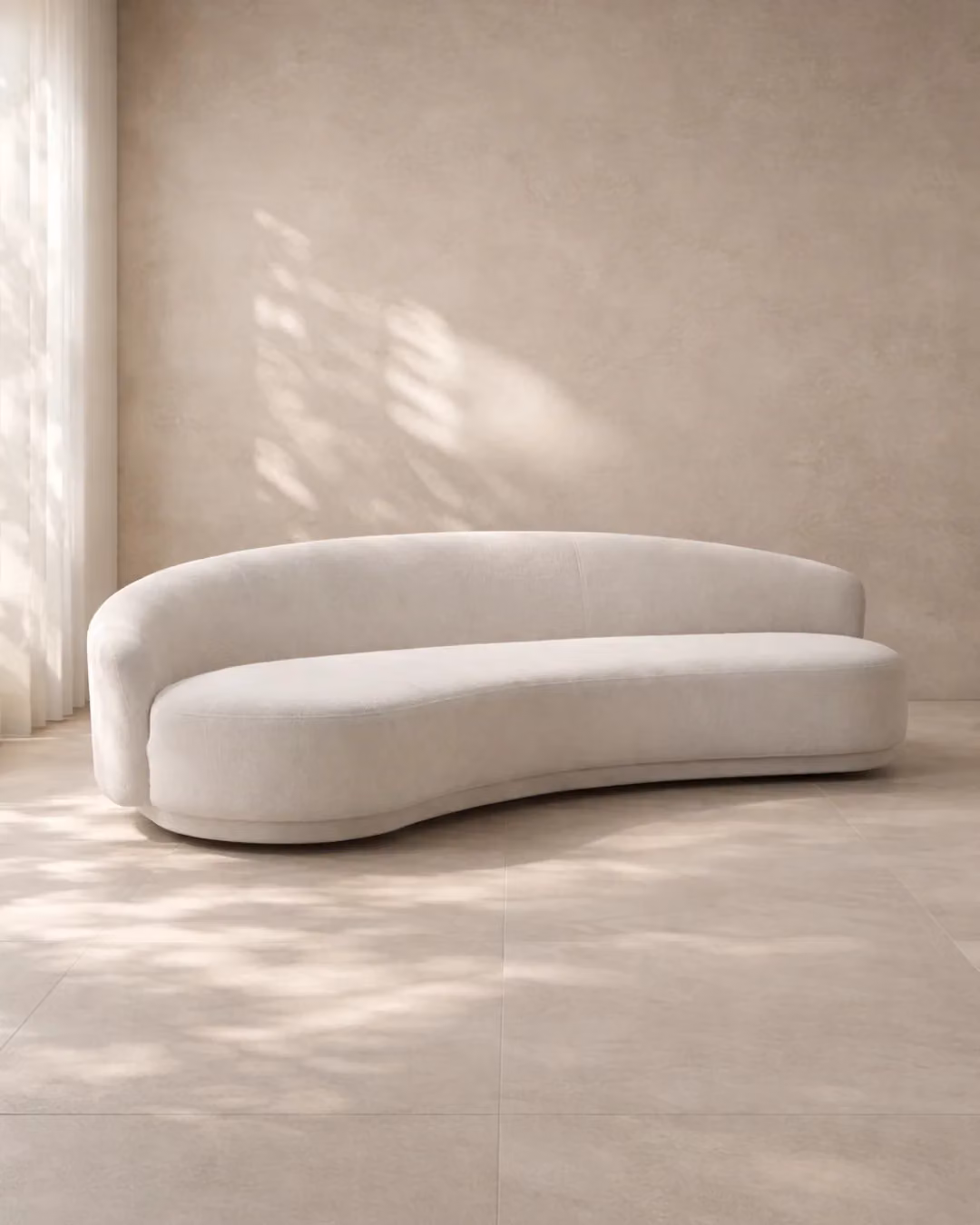 Tommy Franks Cove 4-Seater Modern Velvet Sofa in Beige, W: 257 cm, H: 82 cm, D: 129 cm