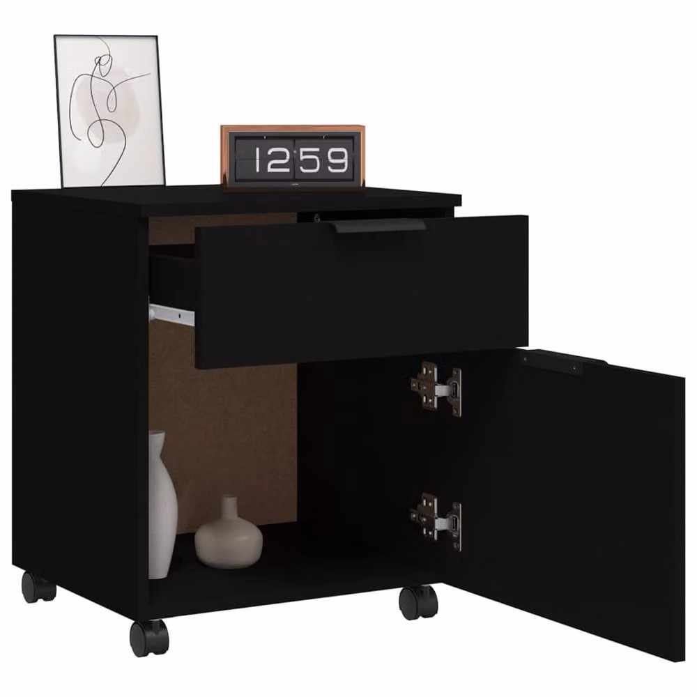 Berkfield Home Mobile File Cabinet with Wheels, Black, W: 45 cm, D: 38 cm, H: 54 cm – 3