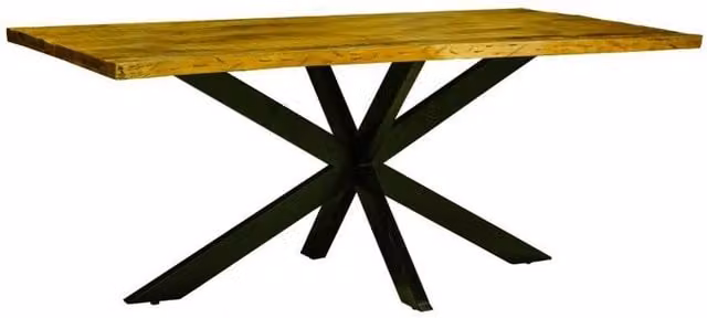 Jaipur Furniture Ltd Kerela Artificial Edge Spider Leg Dining Table in Brown Mango Wood and Black Iron, W200 x D100 x H76 cm