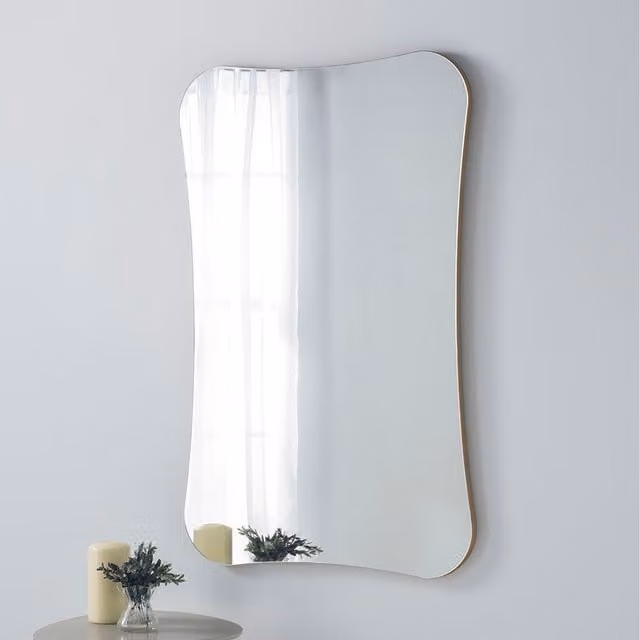 Yearn Barnsbury Curved Organic Gold Wall Mirror, Diameter: 60 cm