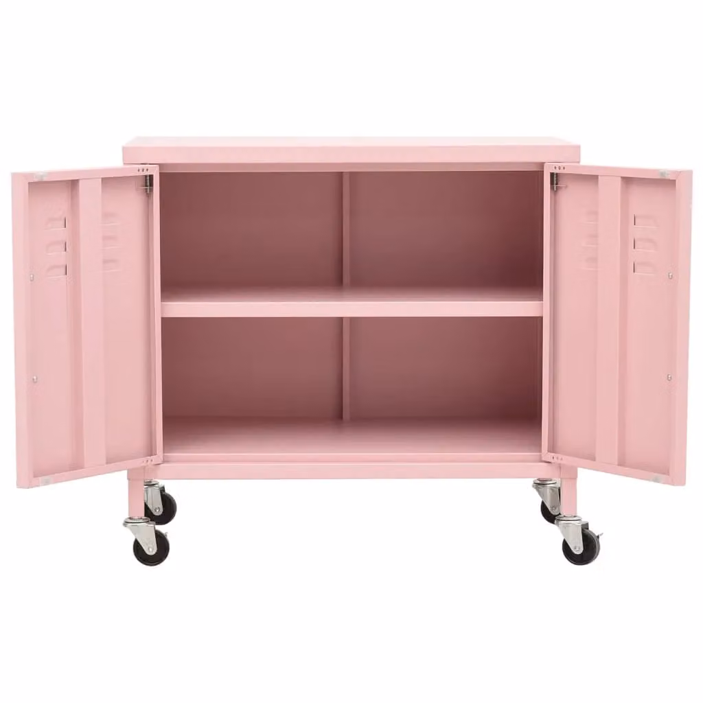 Berkfield Home Pink Metal Storage Cabinet W: 60 cm, D: 35 cm, H: 56 cm – 2