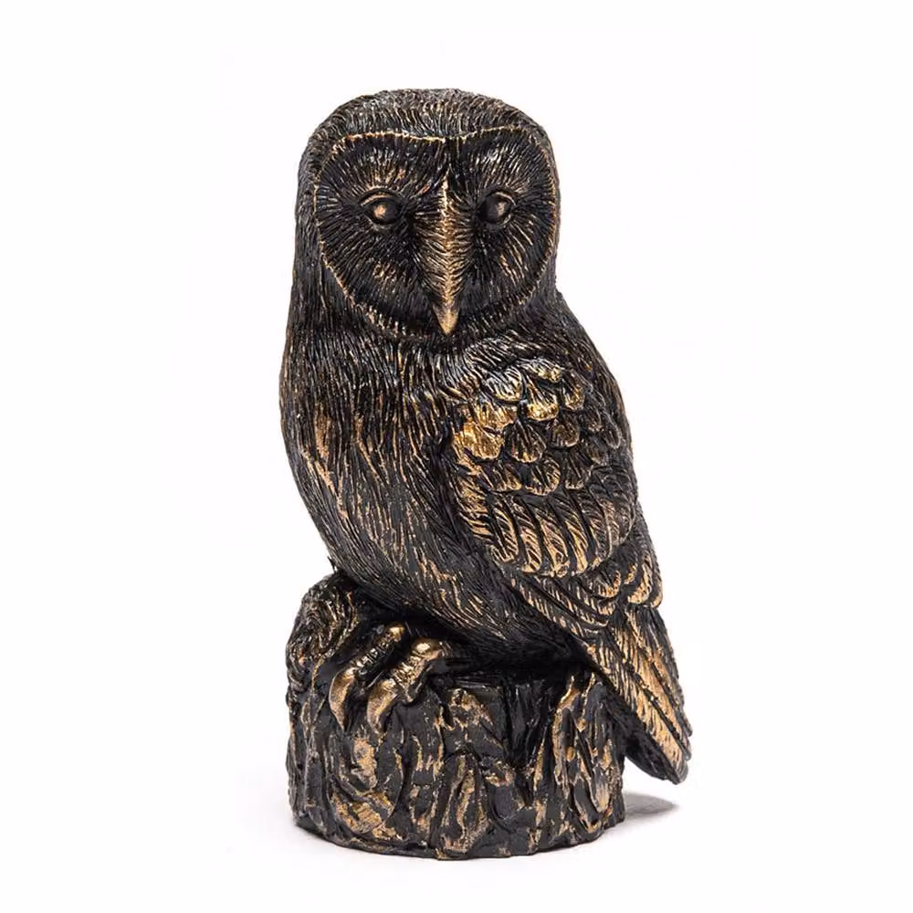 Jardinopia Barn Owl Cane or Stake Topper Pot Buddy in Bronze, W: 4 cm, H: 7.5 cm, L: 4.3 cm – 3