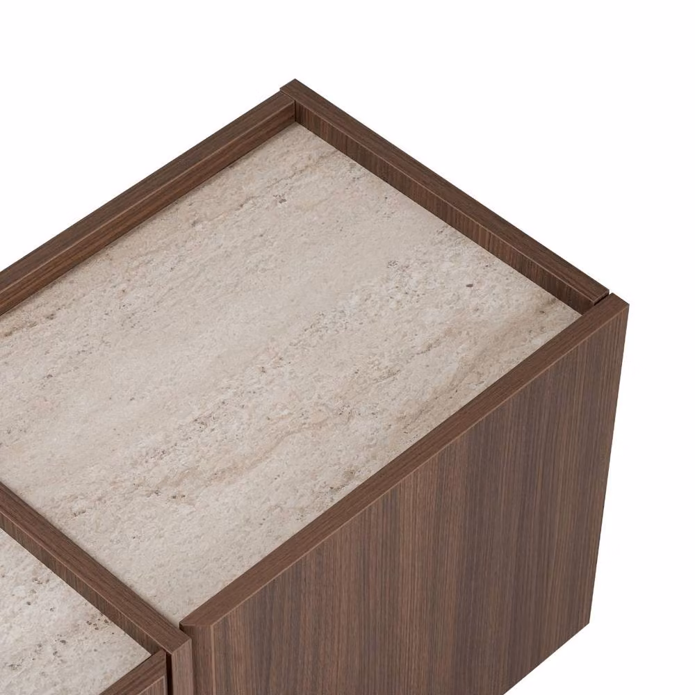 CALICOSY Arven 4-Door Modern TV Unit in Walnut, W: 180 cm, D: 39.7 cm, H: 46 cm – 4