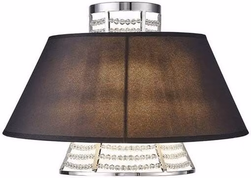 Netlighting Dav 2-Light Wall Lamp with Black Shade, Polished Chrome and Grey Crystal