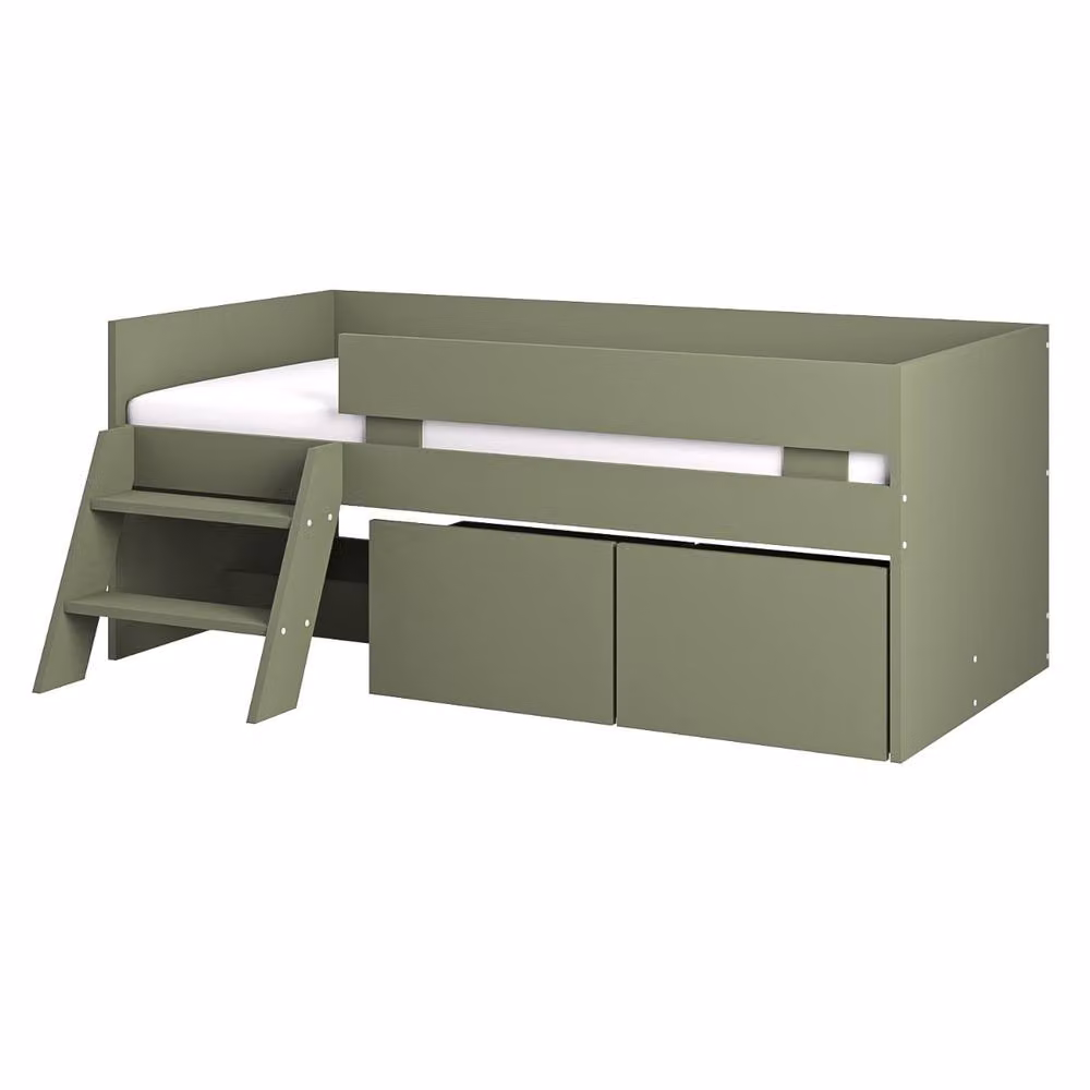 Flair Furnishings Logan Kids Single Low Sleeper Bed with Storage Drawers, Green, 90 x 190 cm – 5