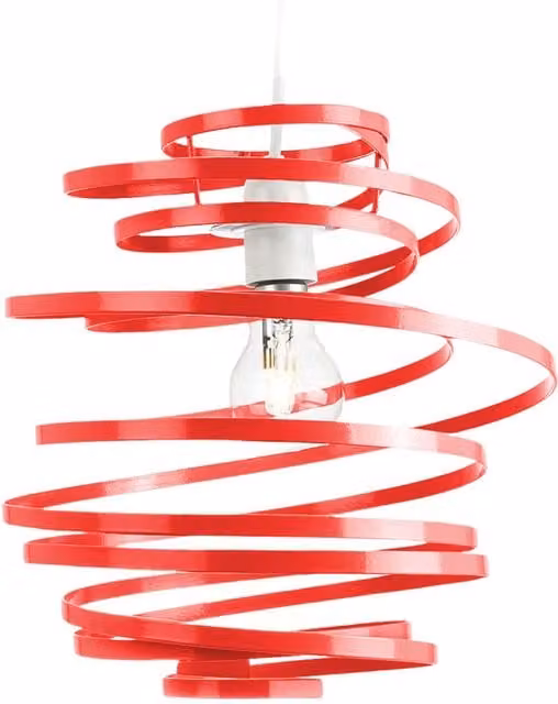Happy Homewares Red Gloss Metal Double Ribbon Spiral Swirl Ceiling Pendant Light – 1