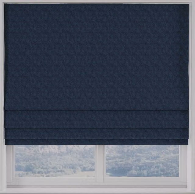 Terrys Turin Velvet Made to Measure Roman Blind in Deep Blue