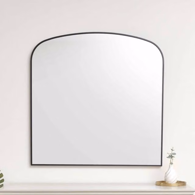Melody Maison Large Black Framed Arched Wall Mirror W: 92 cm, H: 91 cm