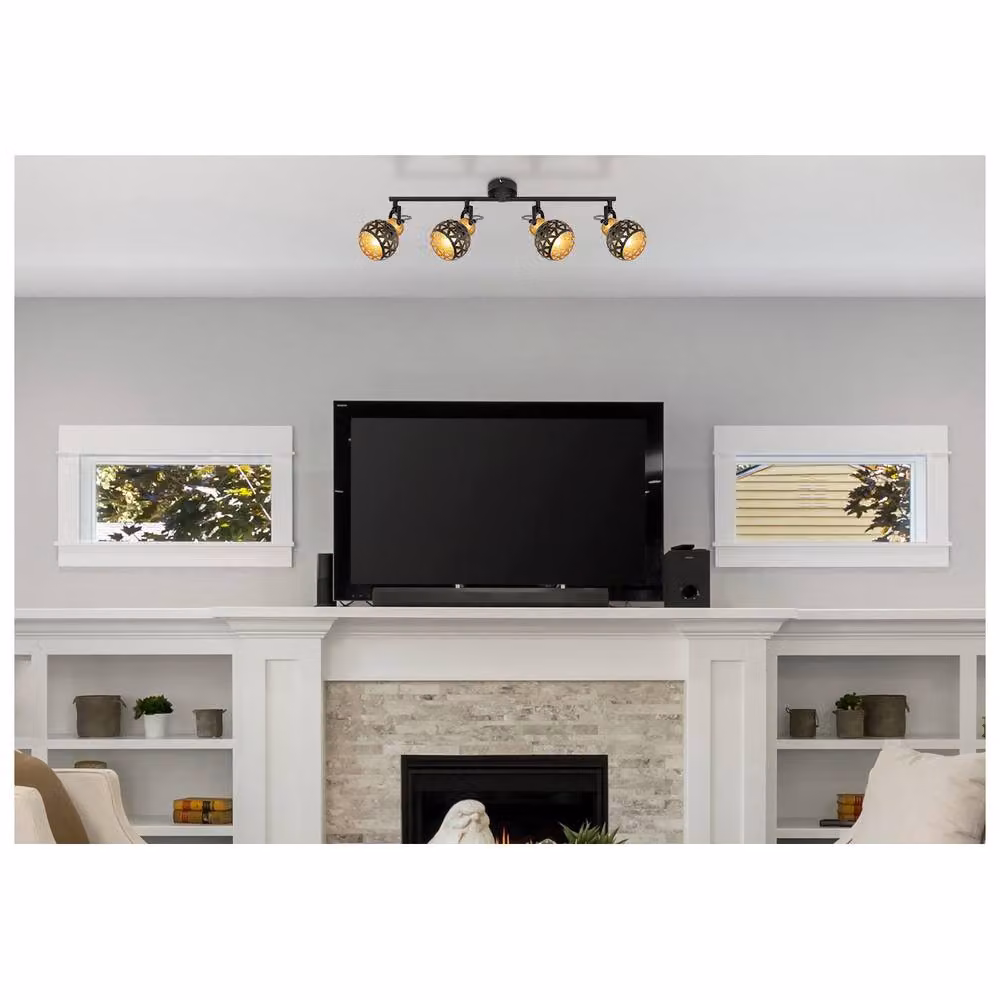 Globo Lighting Netlighting Sarra Ceiling Spotlight Bar in Black and Gold with 4x E14 Sockets, L 60 x W 10 x H 17.5 cm – 3