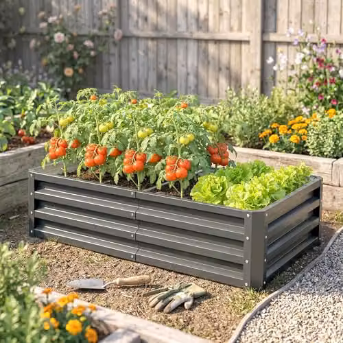 Outsunny 216L Raised Garden Bed in Grey Galvanised Steel, W: 120 cm, D: 60 cm, H: 30.5 cm – 5