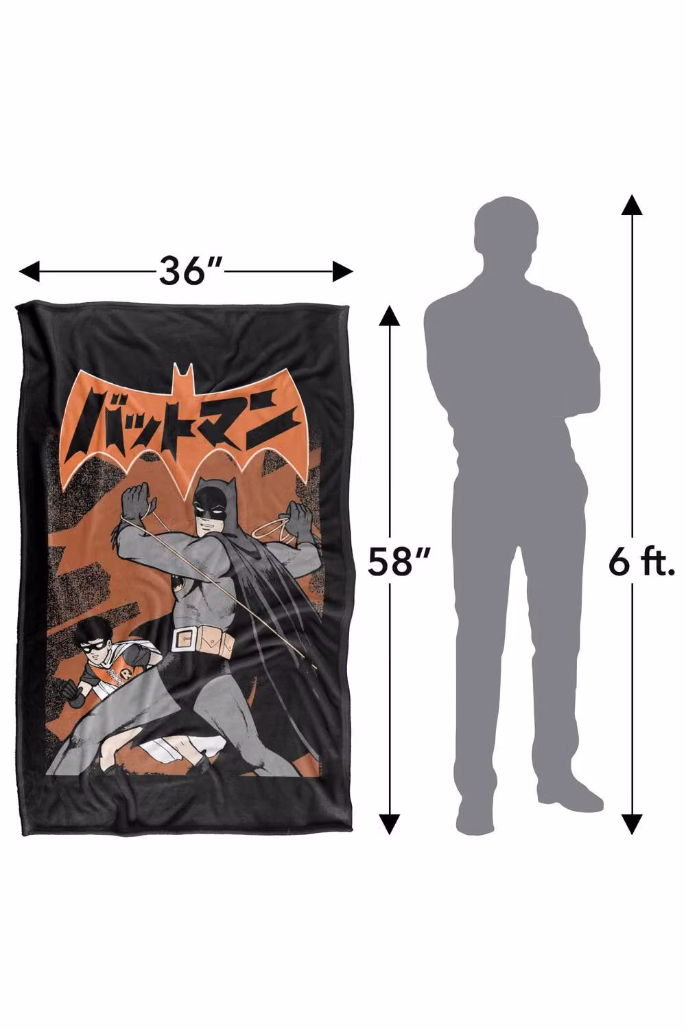 Warner Bros. Batman Robin Kanji Rope Cover Super Soft Fleece Throw Blanket, Multicolour, W: 91 cm, D: 147 cm – 8