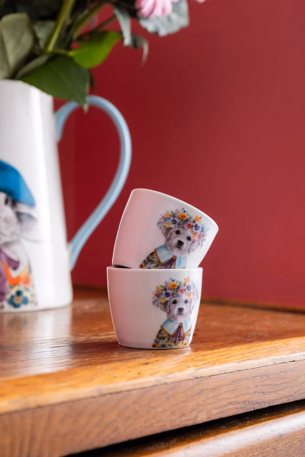 Mikasa Tipperleyhill Porcelain Egg Cups, Puppy Design, Set of Two, White and Multicolour – 2