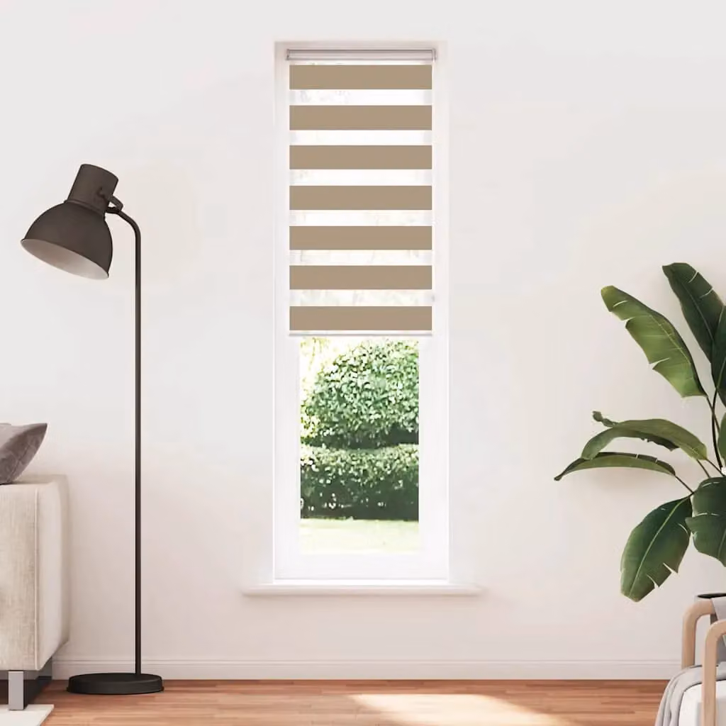 Berkfield Home Zebra Blind in Sand Brown, W: 55 cm, H: 200 cm, Polyester Fabric – 2
