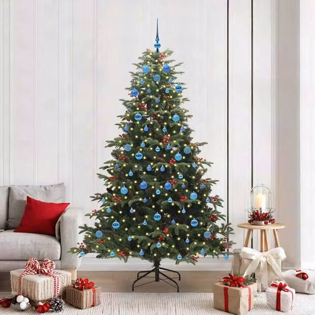 Berkfield Home Artificial Green Christmas Tree with 300 LEDs and Stand, Height: 210 cm – 1