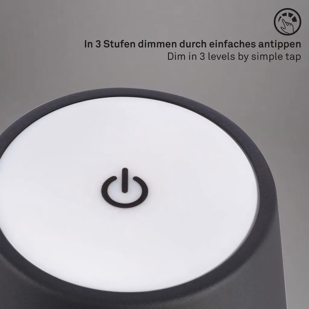 Briloner Black Rechargeable LED Table Lamp with Dimmable Warm White Light and Height Adjustment – 7