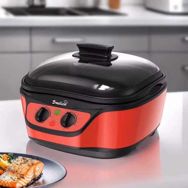 Basilico One-Pot Wonder 8-in-1 Multicooker with 5L Non-Stick Bowl and Glass Lid, Red – 1