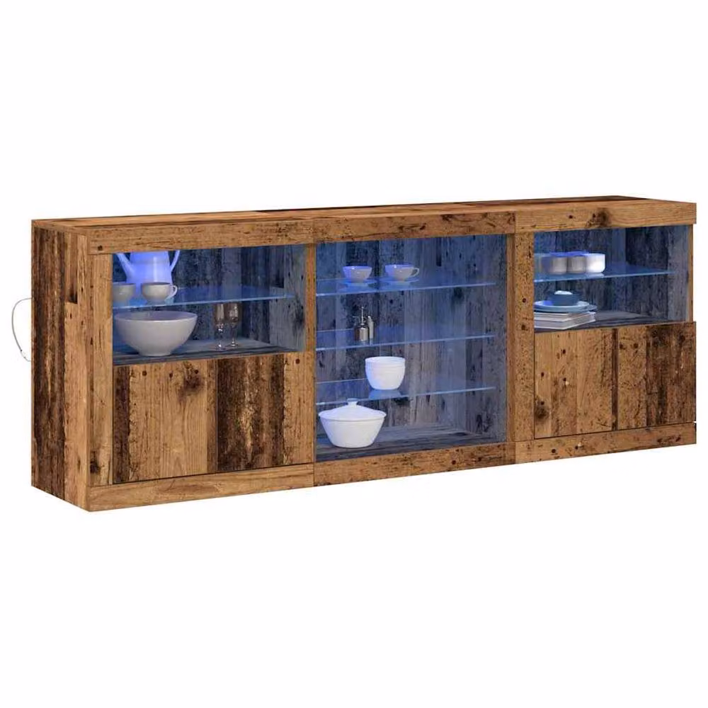 Berkfield Home Rustic Brown Sideboard with Integrated LED Lights, W/D/H: 181.5 x 37 x 67 cm – 3