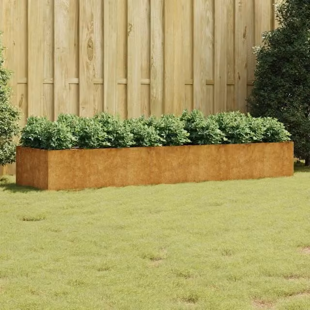 Berkfield Home Garden Corten Steel Raised Bed in Brown, W/D/H: 280 x 80 x 40 cm – 1