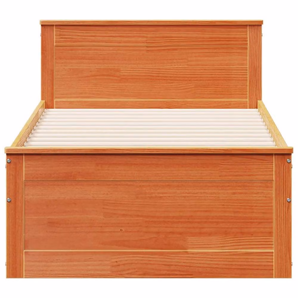 Berkfield Home Single Solid Wood Bed Frame with Headboard and Drawers, Wax Brown, W/D/H: 90 x 190 cm – 4