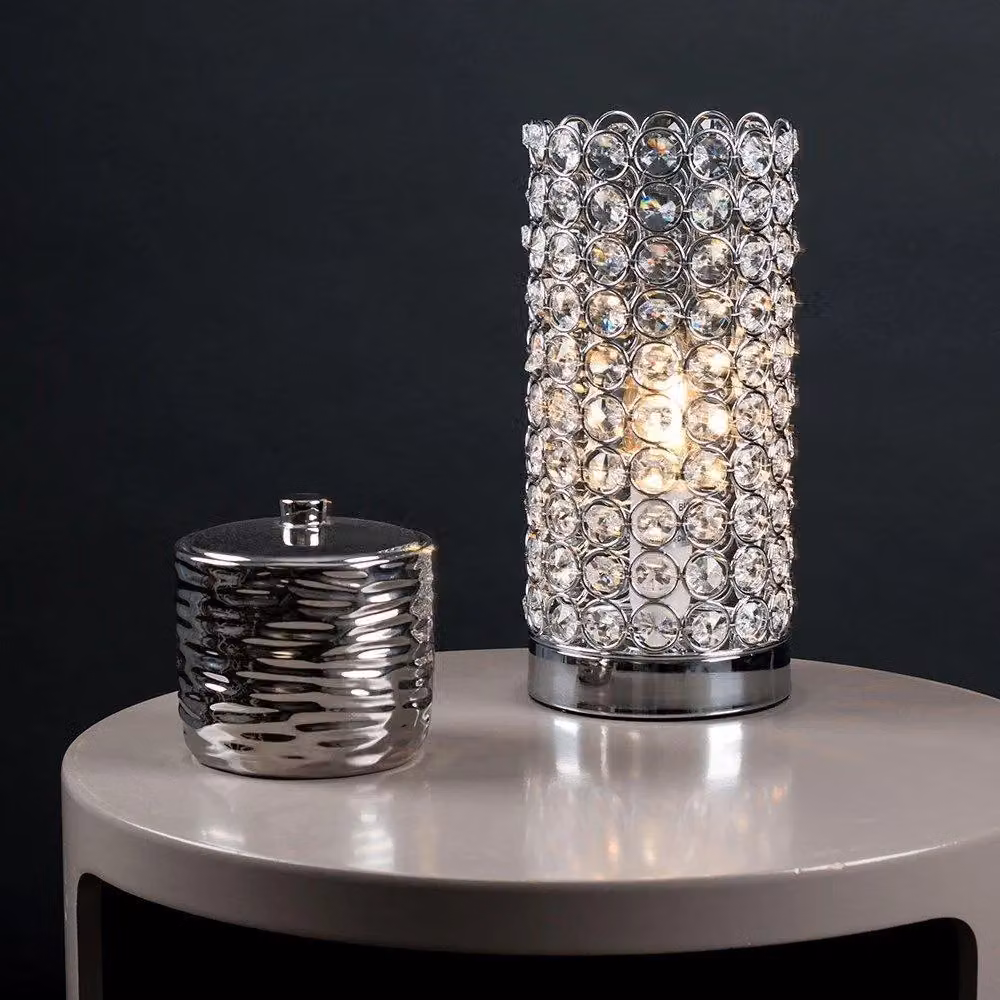 ValueLights MiniSun Modern Polished Chrome and Clear Acrylic Cylinder Touch Dimmable Table Lamp – 2