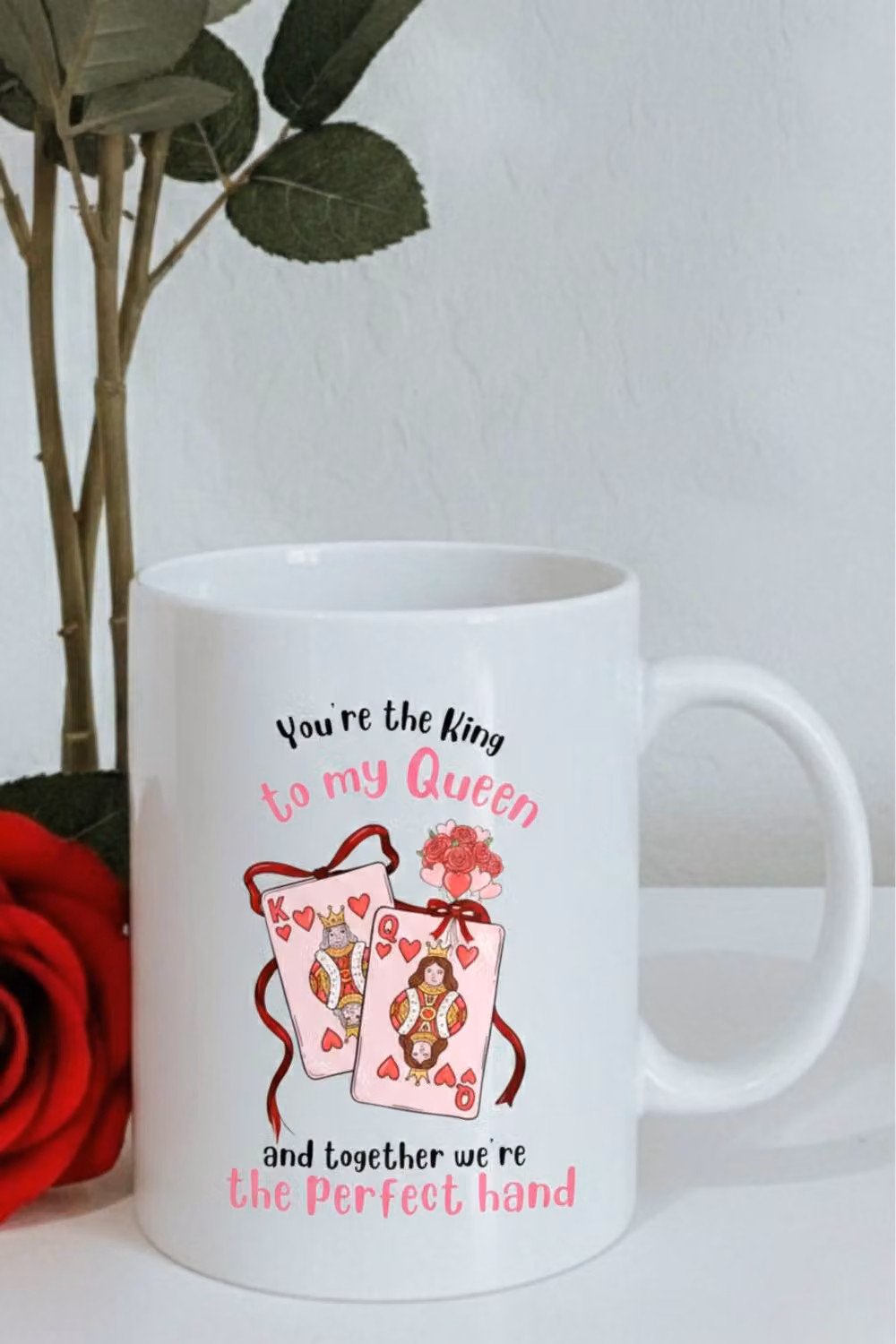 Dyzi You're The King To My Queen Printed Ceramic Mug, White – 4