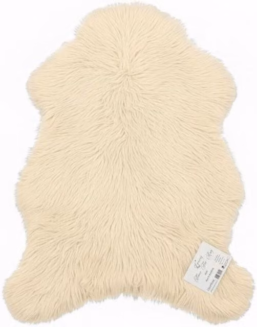 Kampala Hill Luxury Faux Fur Rug in Beige and Yellow