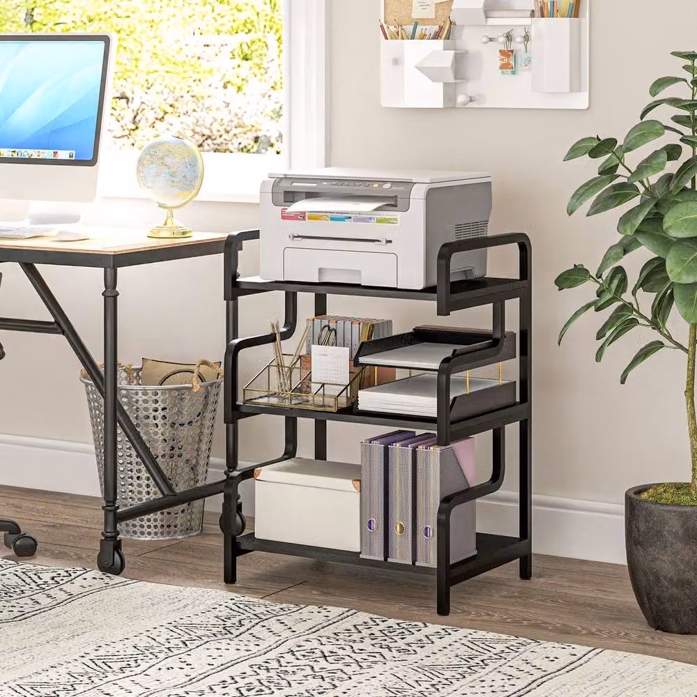 Rolipo 3-Tier Printer Stand with Storage Shelves in Black, W/D/H: 55 x 40 x 77 cm – 3