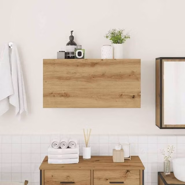 Berkfield Home Artisan Oak Decorative Bathroom Wall Cabinet in Brown, W/D/H: 80 x 25 x 40 cm