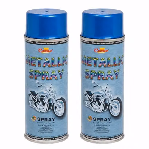Sola Blue Metallic Acrylic Spray Paint, 2 x 400 ml, Satin Gloss Finish for Metal and Wood