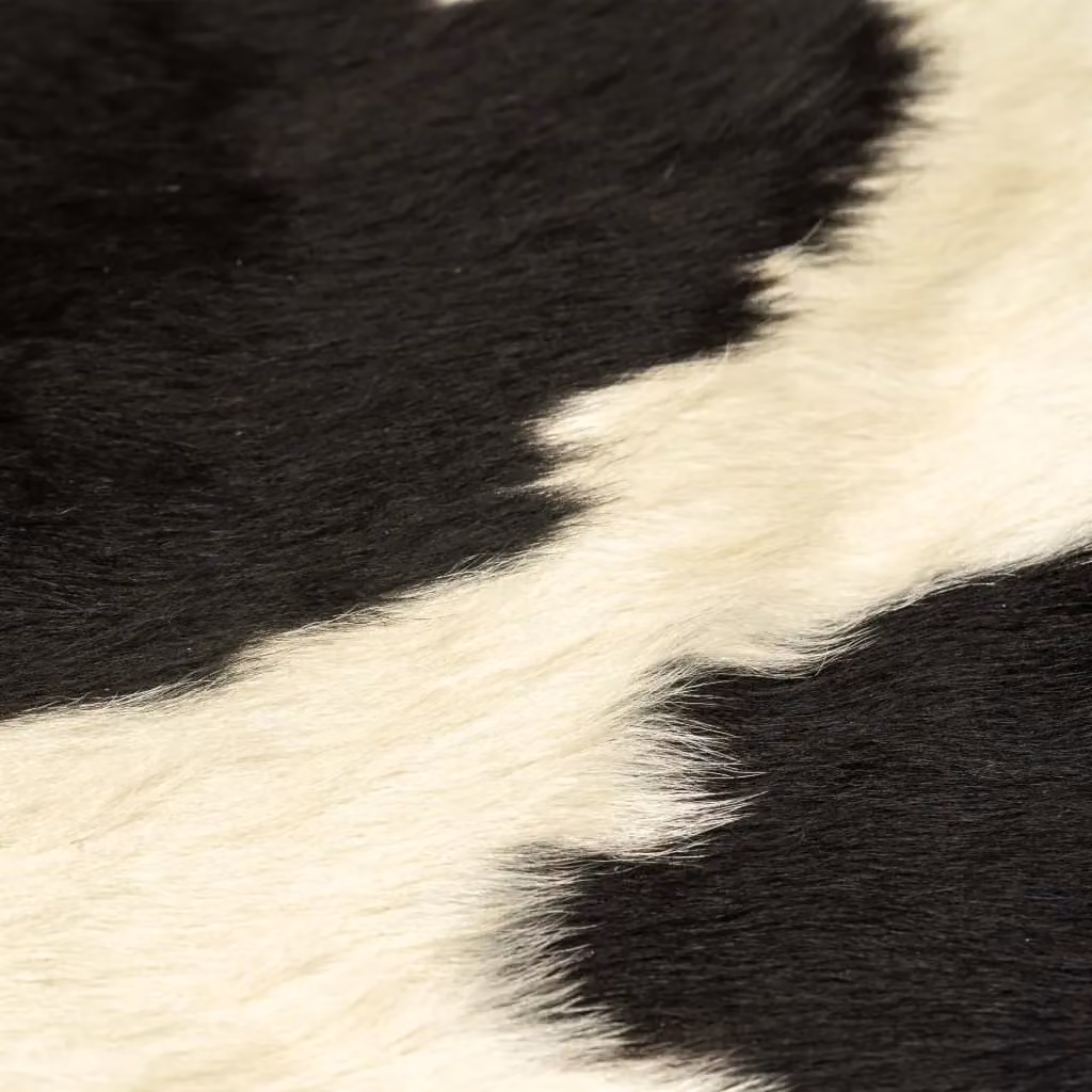 Berkfield Home Real Cow Hide Rug in Black and White, 100 cm Diameter – 2