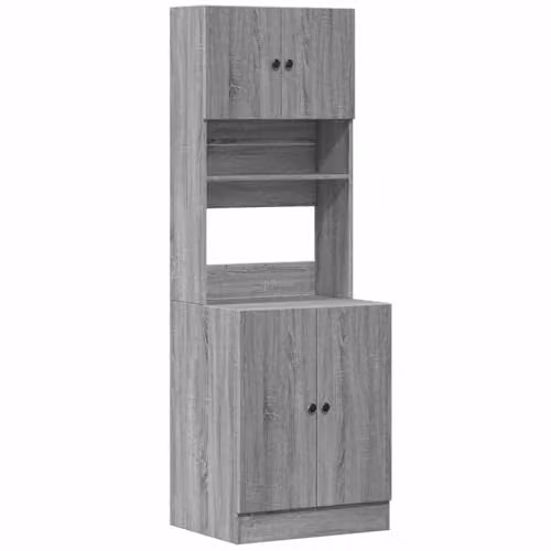 vidaXL Grey Sonoma Kitchen Tall Cabinet with Hinged Doors and Internal Drawers, W: 60 cm, D: 50 cm, H: 180 cm