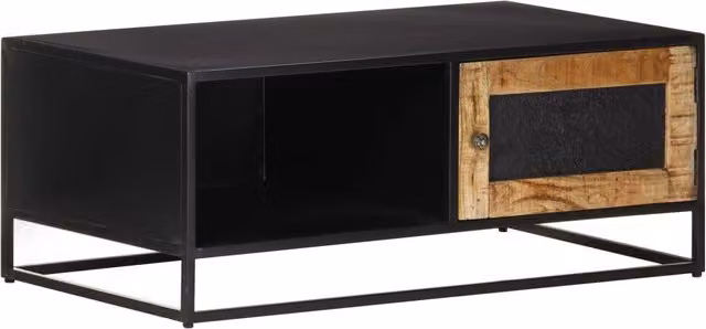 Berkfield Home Brown Rough Mango Wood Coffee Table W/D/H: 90 x 50 x 35 cm